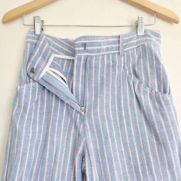 Max Studio London Coastal Linen Blend Striped Wide Leg Pants - Picture 5 of 9